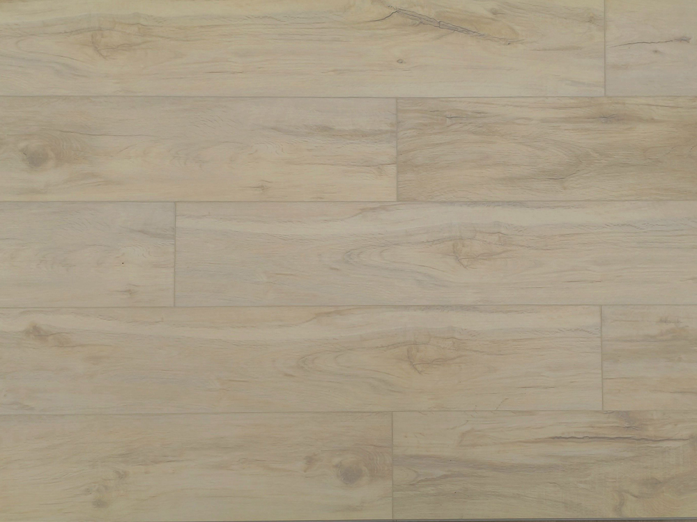 Pisos SPC, grano de madera beige claro, 7,25 × 48 